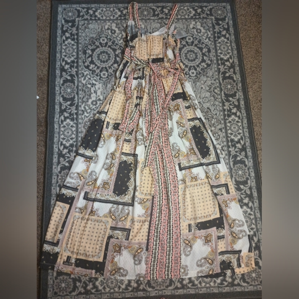 Matilda Jane Patchwork Maxi Apron Dress Small NWT Empire Waist Boho Cottagecore - Picture 3 of 15